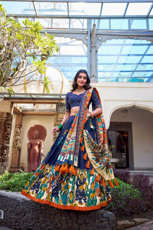 Tussar Silk Chaniya Choli | Fancy Digital with Real Mirror Work for Traditional Wear