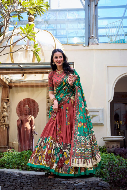 Tussar Silk Chaniya Choli | Fancy Digital with Real Mirror Work for Traditional Wear