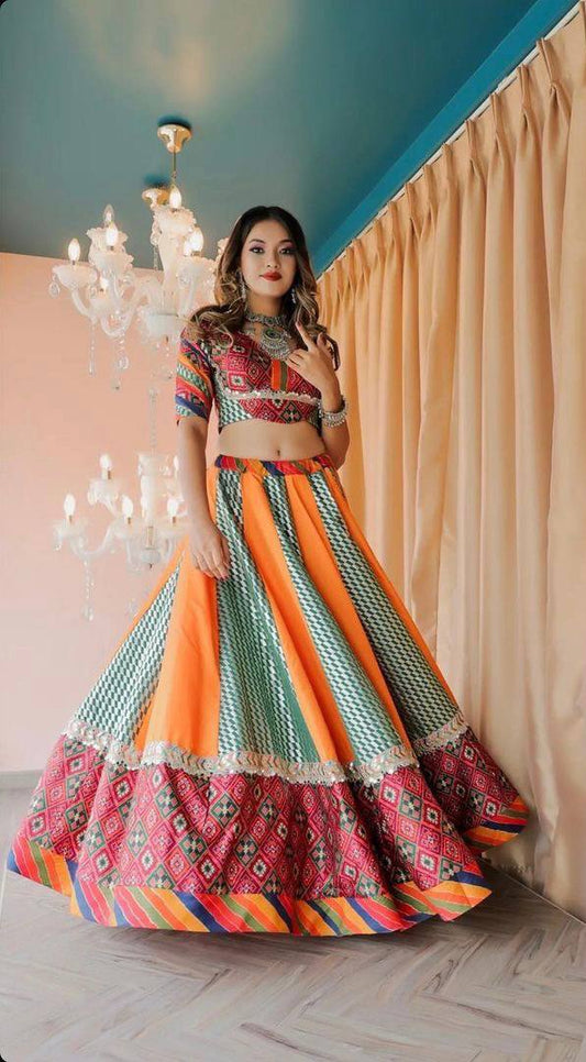 Soft Butter Silk Chaniya Choli | Fancy Digital with Real Mirror Work for Traditional Wear
