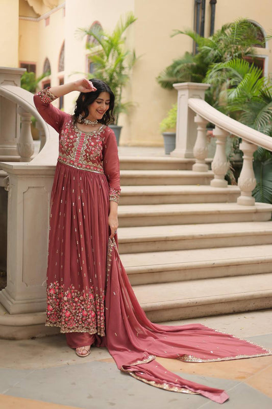 Peach Premium Designer Ready-to-Wear Top-Sharara-Dupatta Collection