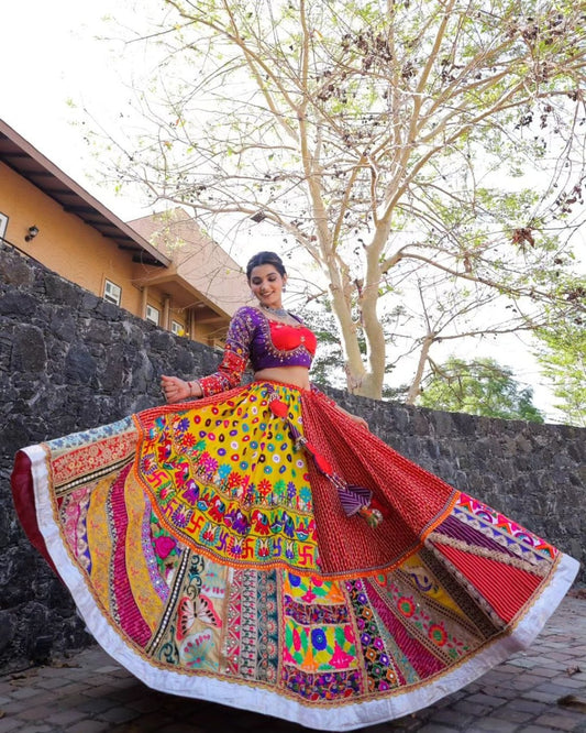 Soft Butter Silk Chaniya Choli | Fancy Digital with Real Mirror Work for Traditional Wear