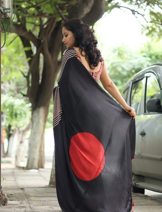 Ajrakh Modal Silk Saree