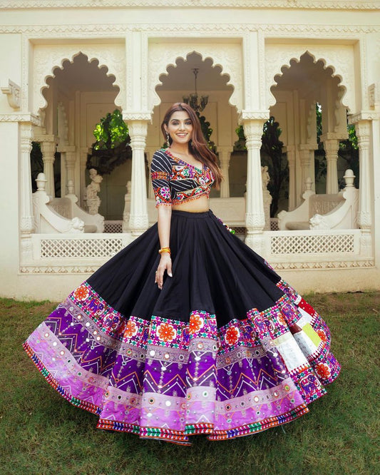 Muslin Cotton Chaniya Choli | Fancy Digital with Real Mirror Work for Traditional Wear