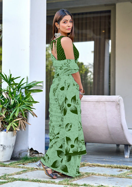 Green Designer Soft Cotton Saree