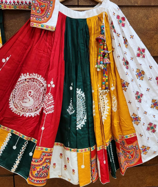 Multi Color Soft Butter Silk Chaniya Choli | Fancy Digital with Real Mirror Work for Traditional Wear