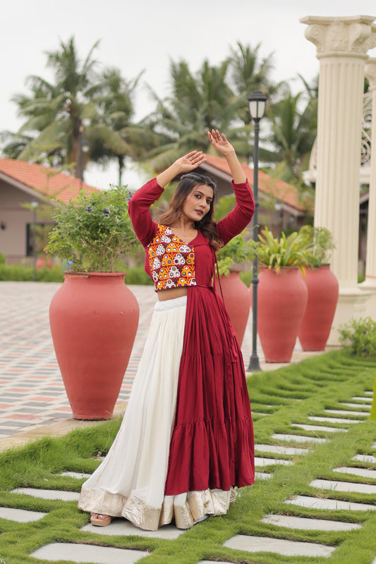 Gamthi Mirror Work Navratri Lehenga Set Cotton Perfect for Garba Nights